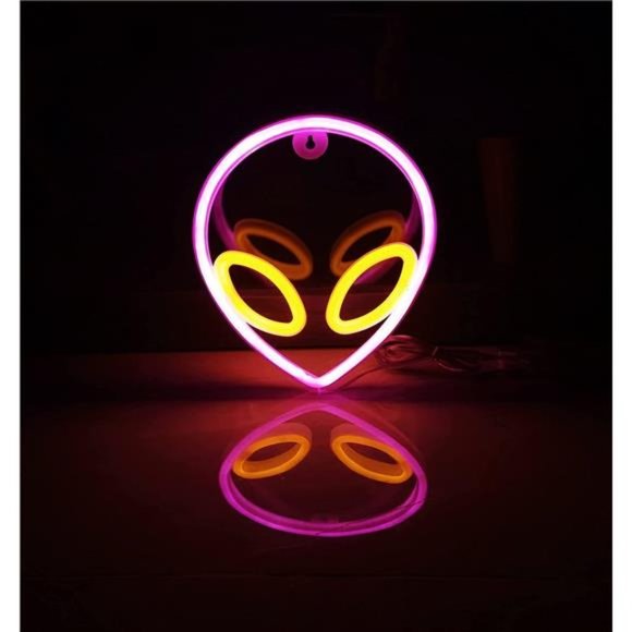 3Pcs Neon Signs,LED Neon Light Signs for Wall Decoration,LED Rocket Planet Alien - Picture 2 of 5